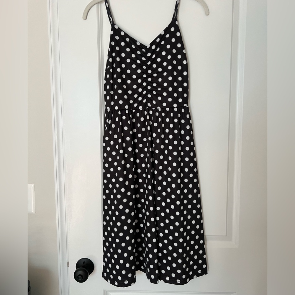 Black polka dot dress with pockets!